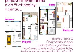 Čtyřpodlažní řadový rodinný dům s garáží, Hostivař